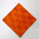 ORANGE - BLOCK PRINT Tribal - Pure Cotton Pocket Square Handkerchief Hanky - Men Women Unisex - 12"